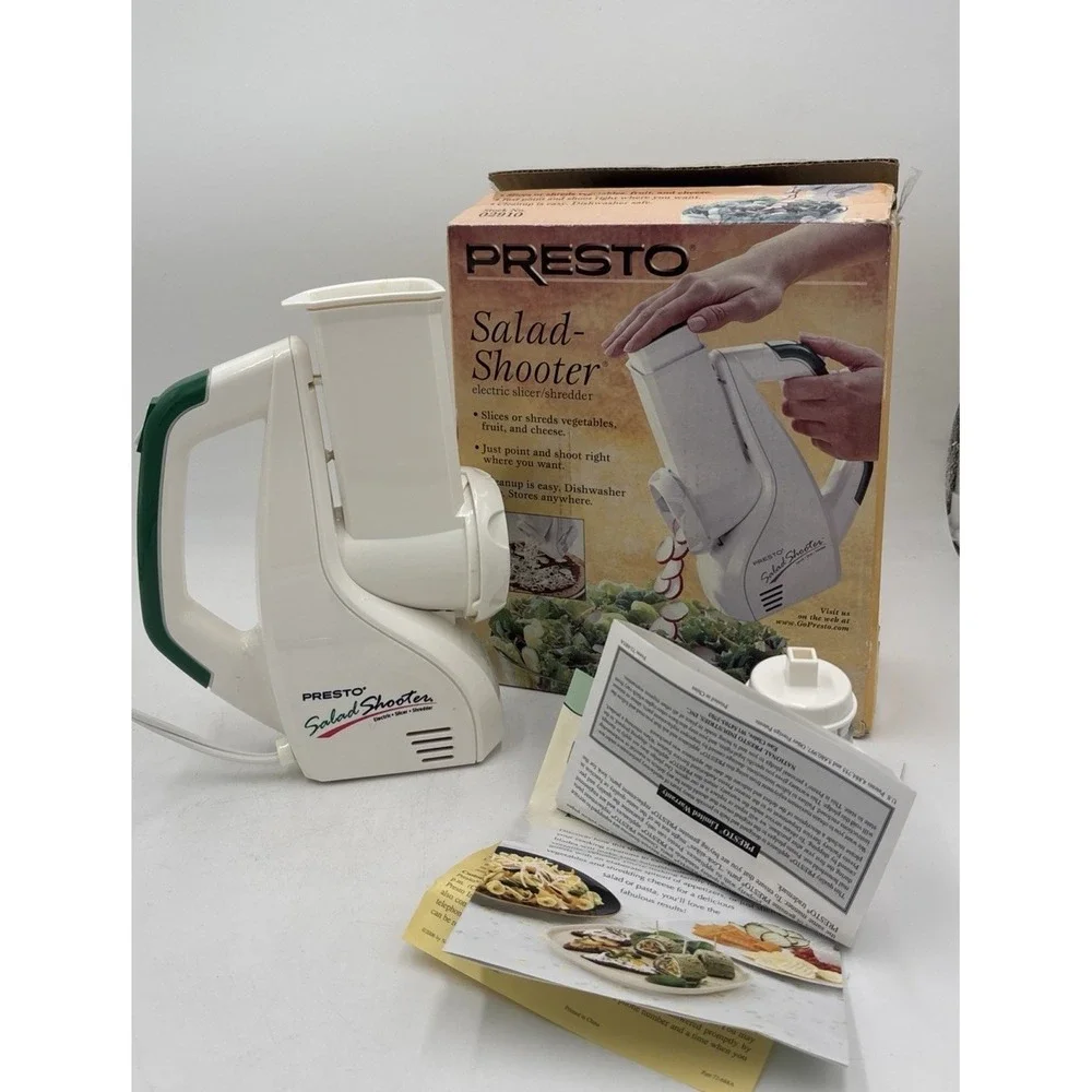 Presto Salad Shooter Model 02910 Electric Slicer Shredder WORKS Box READ